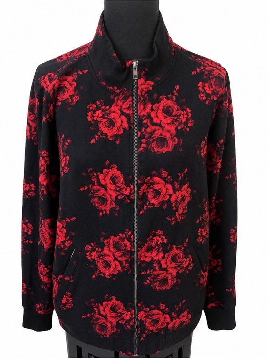 torrid Jackets & Blazers - Torrid Active Size 2 Black Red Rose Floral Full-Zip Track Jacket